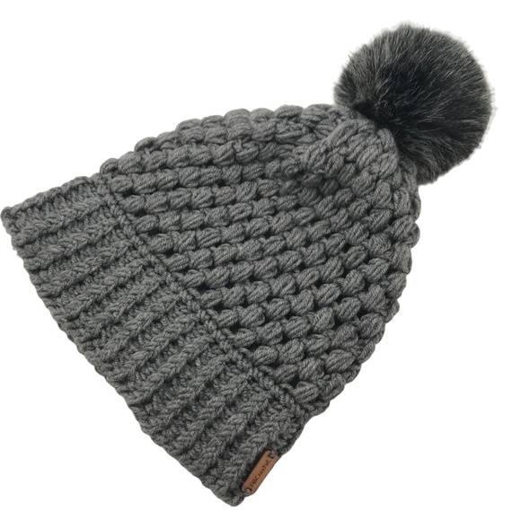 Gray with Faux Fur Pom Beanie main image 6